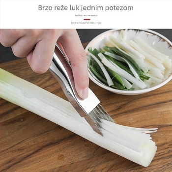 Nerđajući čelični rezač luka – rezanje luka na trakice, kuhinjski višenamjenski alat