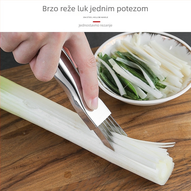 Nerđajući čelični rezač luka – rezanje luka na trakice, kuhinjski višenamjenski alat