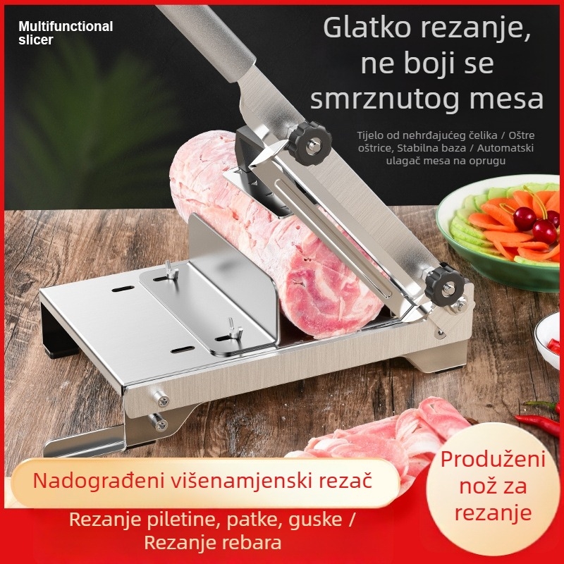 Nehrđajući čelični rezač za meso i povrće — kućna i profesionalna upotreba, rezanje zamrznutog mesa, janjetina rola, govedina, multifunkcionalni rezač povrća