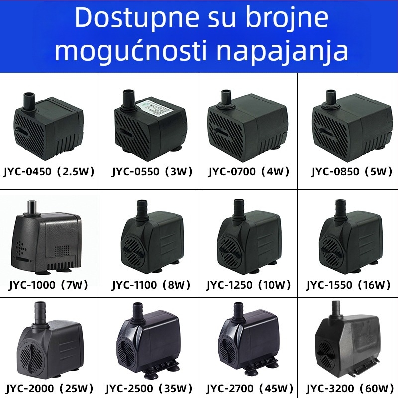 Višenamjenska mini potopna pumpa za akvarij s filtracijom i fontanom, tiho rada