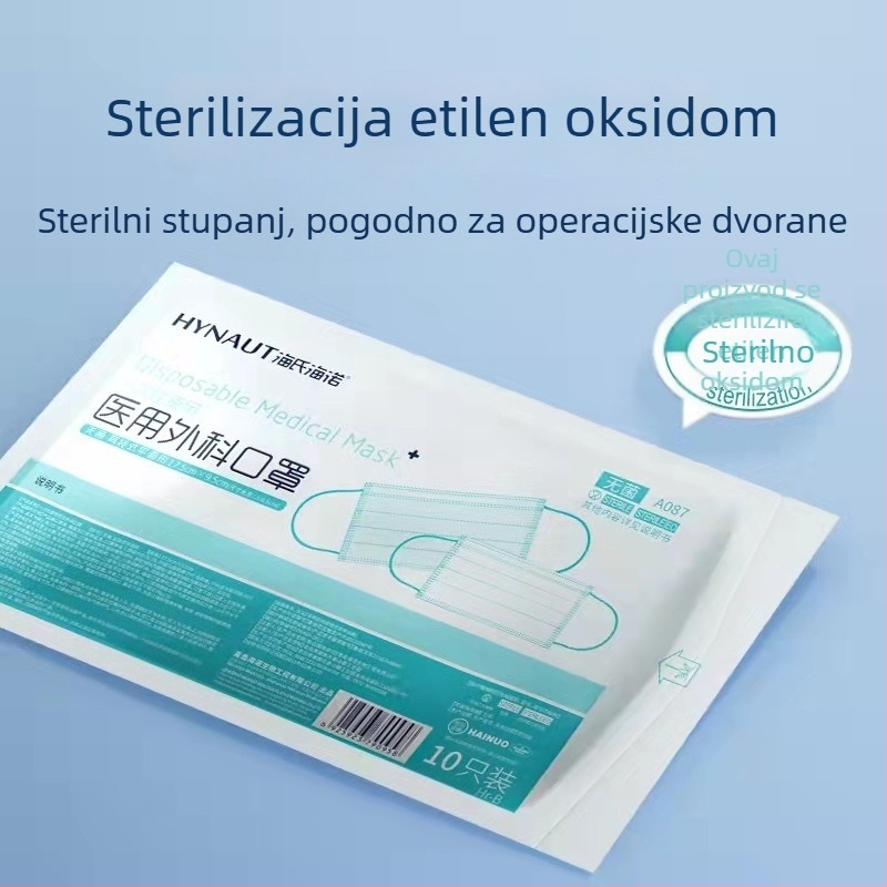 Haishi Hainuo 10-komadni paket medicinskih kirurških maski za odrasle, jednokratne, s tri sloja, prozračne