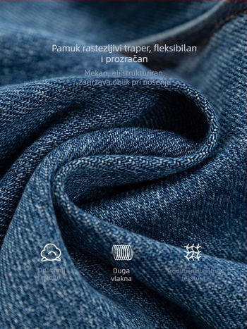 Traperice od denima s vintage color-blockom, visokim strukom, široke nogavice, retro stil