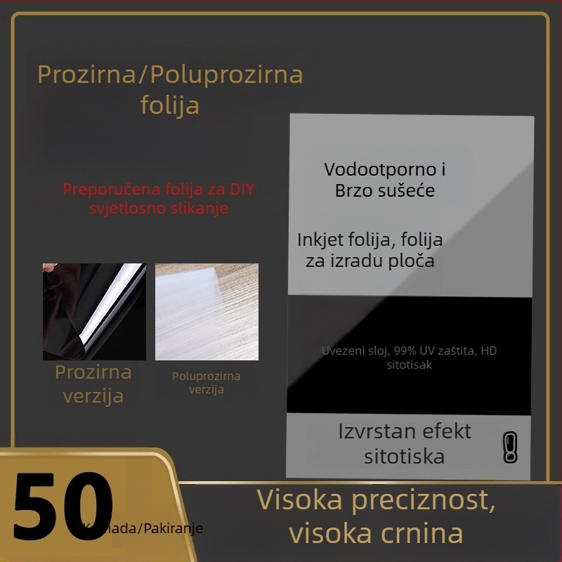 A3/A4 Filmski papir za tisak tintom – mliječno bijeli vodootporni film za sitotip na prozirnom papiru za svjetlosno slikanje