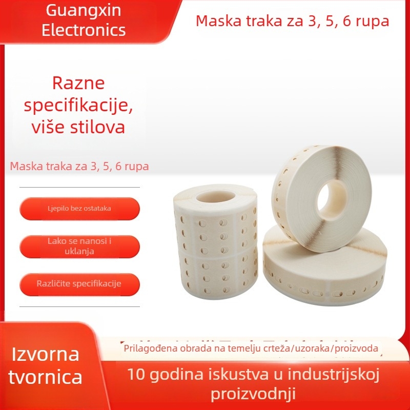 AI traka za spajanje s 3-om, 5-om i 6-om rupa, teksturirani papir za maskiranje, okomita traka za spajanje, 22x42 mm, bež, ljepilo na bazi gume, lako se uklanja