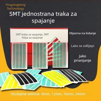 SMT antistatična dvostrano ljepljiva traka na PET podlozi, širina 8 mm, debljina 0,5 mm, PU ljepilo, temperaturni raspon -20 do 80 °C, otpuštajući papir