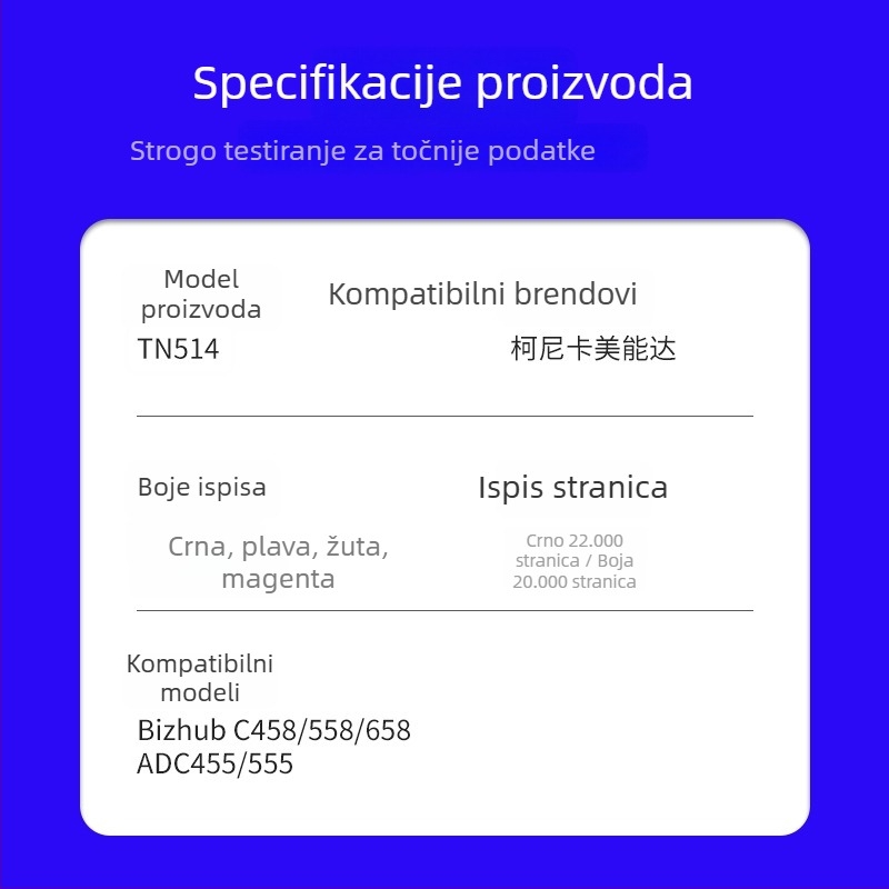 TN514 tonerska kaseta za Bizhub C458/558/658 i ADC455/555 kopirni stroj