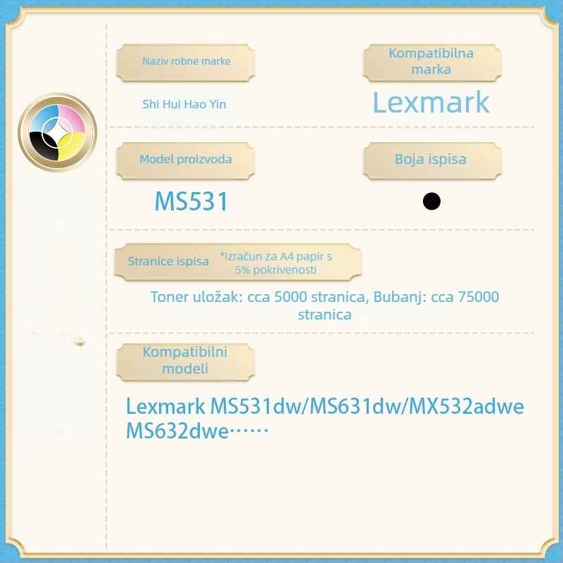 MS531 obrazni bubanj za Lexmark MX532 MX632 XM3350 66S0Z00