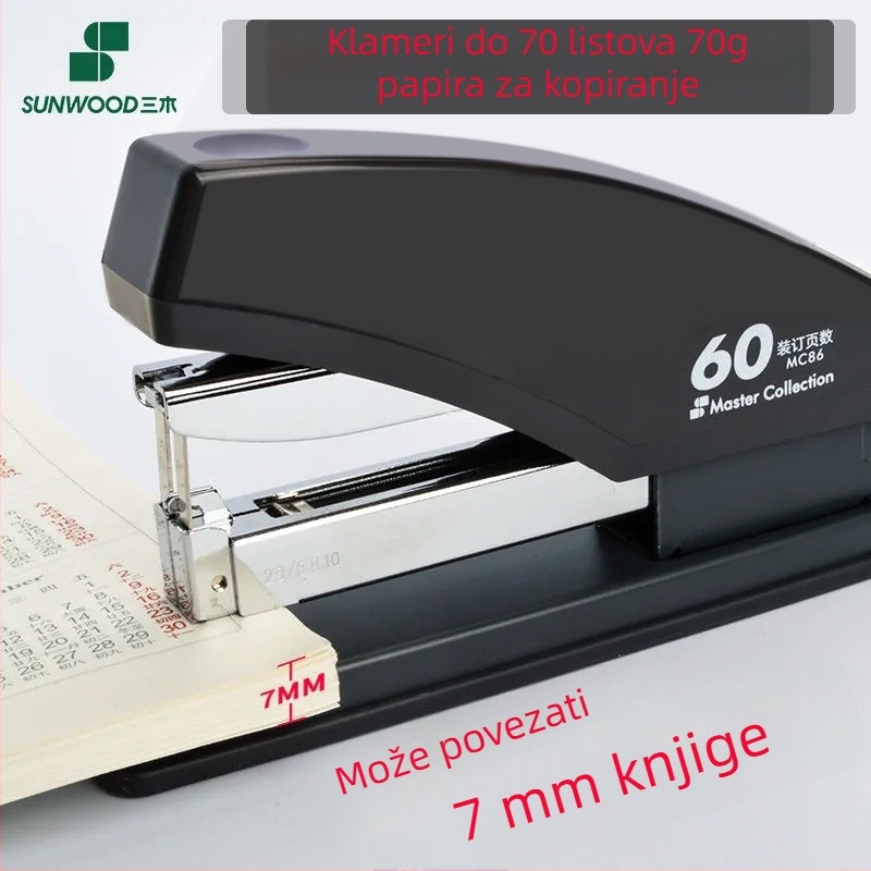 MC86 teški spenjač za papir, kapacitet 70 stranica, otvor 7 mm, kompatibilan s 23/6, 23/8, 23/10