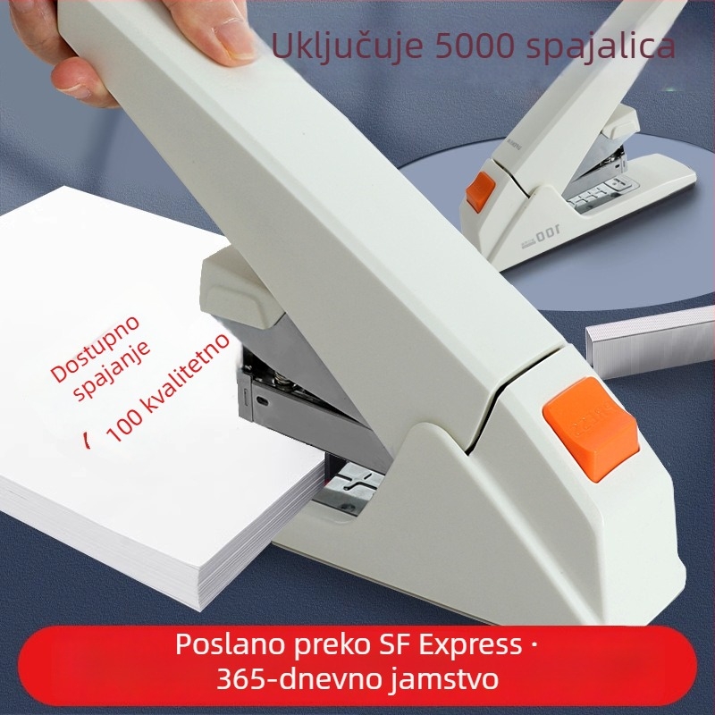 Ergonomska teška spajalica za ured i školu, veliki kapacitet do 100 listova, višenamjenski.