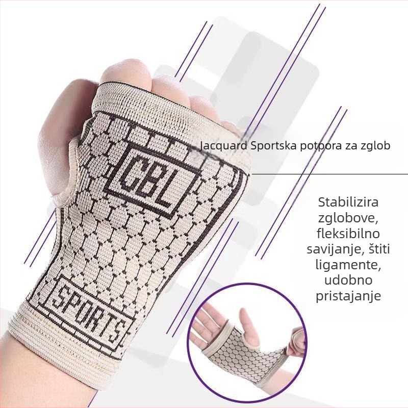 Rukavice za zglob i dlan s pola prsta, pletene, prozračne, upijaju znoj, za outdoor biciklizam, fitness i dizanje utega