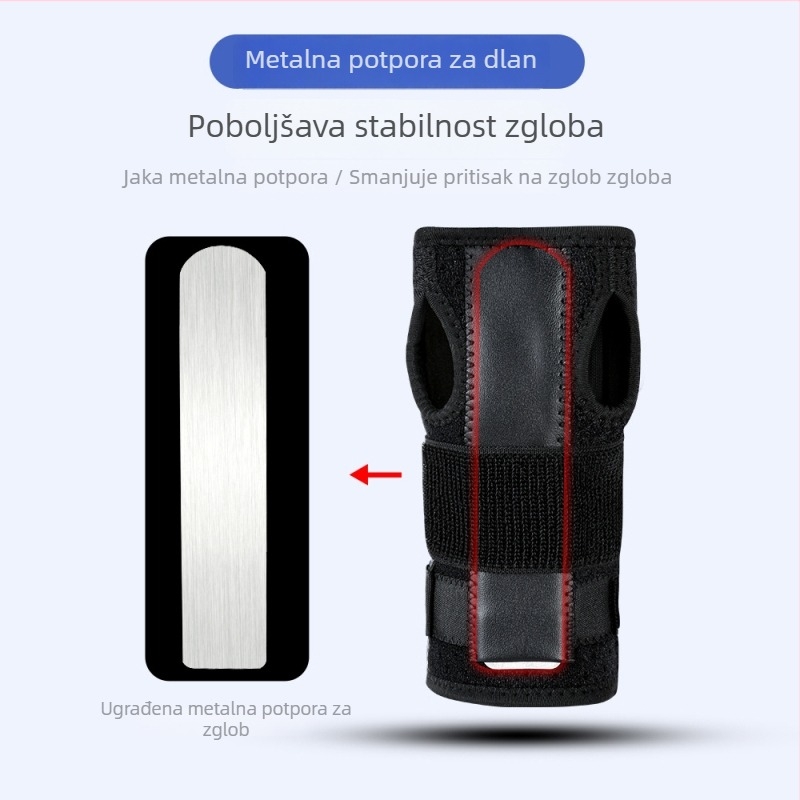 Zaštita zapešća s aluminijskom pločom za stabilizaciju, zaštita od uvrtanja, kompresijski pojas za tetive, prozračna zaštitna navlaka s mrežicom