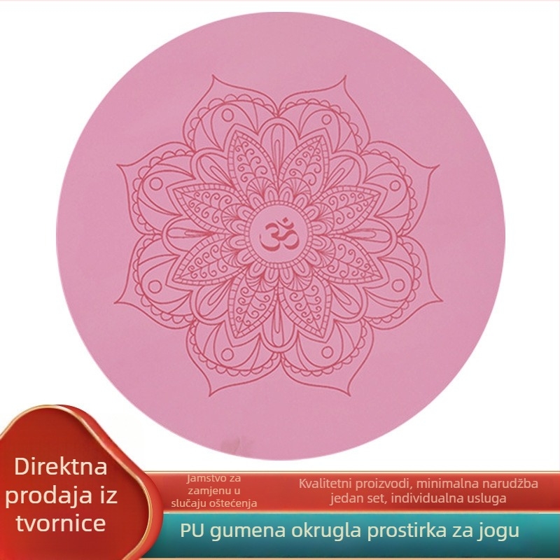Kružna podloga za jogu s PU gumom na dnu, meditacijska podloga za kućnu upotrebu, suha/mokra protuklizna, zvučna izolacija i apsorpcija udaraca, za fitness i ples