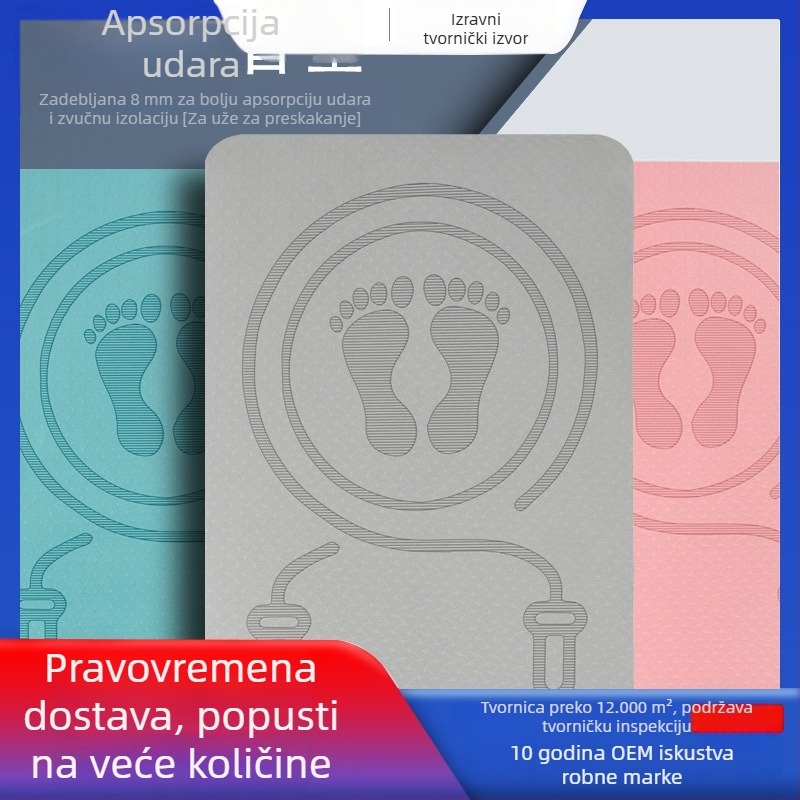 Debljina protuklizna podloga za jogu i unutarnje vježbanje s preskakanjem – apsorpcija udara, 40×60 cm, 8 mm