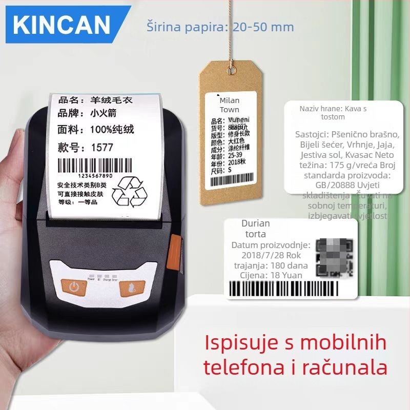 Ažurirani Bluetooth termalni pisač, prijenosni ručni bežični pisač za potvrde, evidenciju zaliha i prodaju, etikete za dostavu
