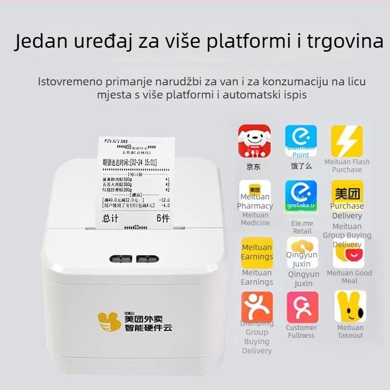 Jiewell JW5801 Termalni pisač računa za dostavu – automatsko prihvaćanje narudžbi, ispis 58 mm, USB/WiFi6/4G