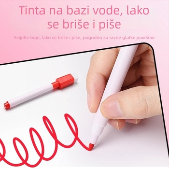 Šareni magnetski marker za ploču, izbrisivi na bazi vode (crna i crvena), pogodni za djecu, nastavnike i ured