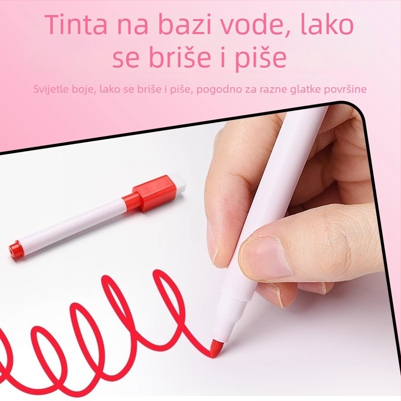Šareni magnetski marker za ploču, izbrisivi na bazi vode (crna i crvena), pogodni za djecu, nastavnike i ured