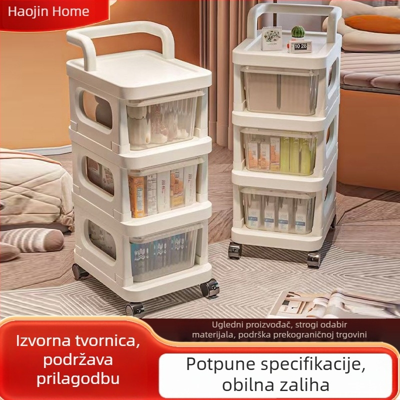 Prozirni plastični spremnik s ladicama, podni stalak, 5 etaža, za kuću i ured