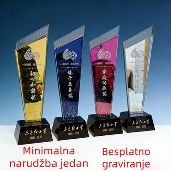 Kristalno-metalni trofej za korporativne godišnje sastanke i natjecanja, personalizirano graviranje i tiskanje logotipa