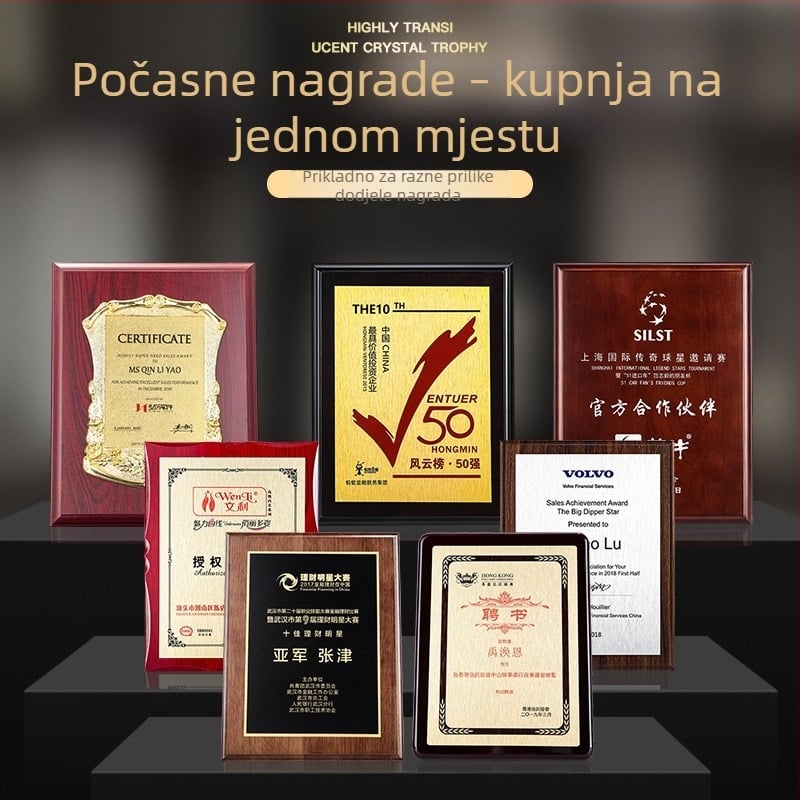 Prilagođena drvena medalja s pozlaćenjem i plaketom od kristalnog drveta