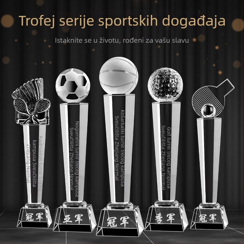 Luo Heng kristalna trofeja za nogomet, košarku, badminton i stolni tenis – suvenir pobjednika sportskog natjecanja