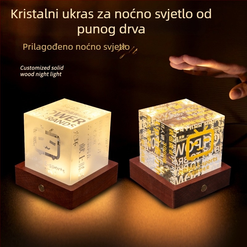 Personalizirani osvijetljeni kristalni trofej s tekstovima koncerta, kvadratna svjetleća lampica, dekorativni kristalni ukras