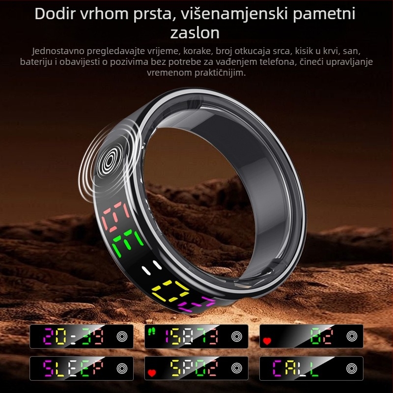 Colorring01 pametni prsten s displejem, praćenje otkucaja srca, zasićenost kisikom i san, vodootporan