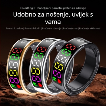 Bluetooth prsten s kolor displejom, mjerenje otkucaja srca i zasićenja kisikom, praćenje sna i brojanje koraka