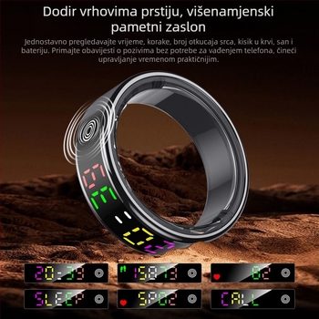 Bluetooth prsten s kolor displejom, mjerenje otkucaja srca i zasićenja kisikom, praćenje sna i brojanje koraka