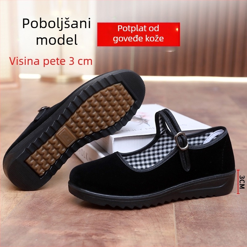 Ženske platnene cipele s mekanom potplatom, neklizajuće, potplata od goveđeg tetiva, crne, za svakodnevnu upotrebu