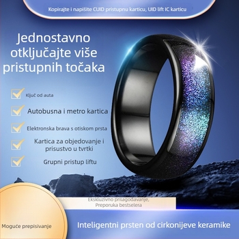 Pametni prsten od cirkon keramike s otiskom prsta za pristup liftu u stambenom kompleksu i evidenciju prisutnosti, višenamjenski nosivi senzor