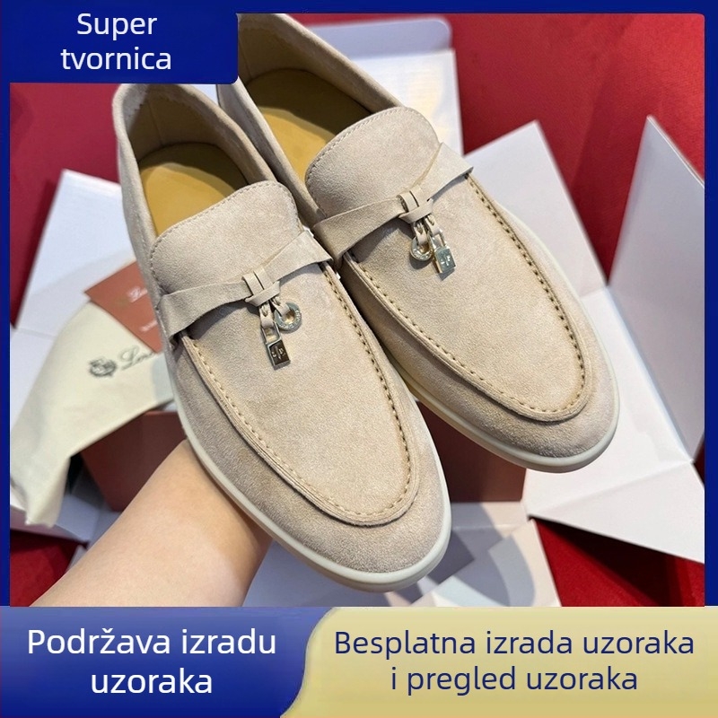 Ženske slip-on loaferice s metalnom kopčom, vintage britanski stil, ravna potplata
