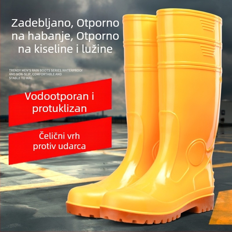 Visoke vodootporne čizme za kišu sa čeličnim prstom, protuklizne, radne cipele za muškarce, gradilište