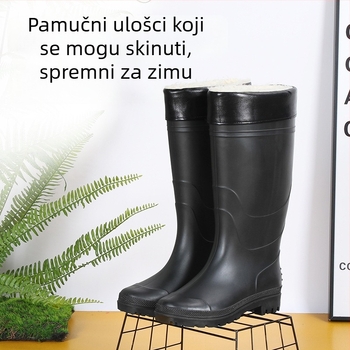 Nove muške čizme za kišu, mat crne boje, visoke, u velikim veličinama, debelo dizajna, protuklizne, otporne na habanje, vodene cipele