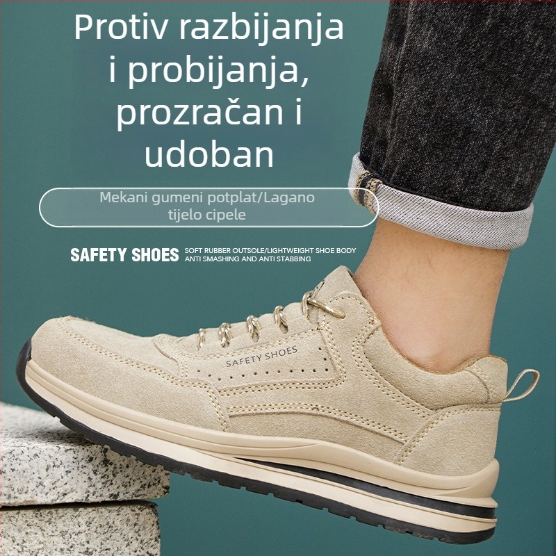 Muške casual zaštitne cipele, prozračne, s plastičnom zaštitom prstiju i Kevlarom, otporne na udarce i probijanje, lagane i otporne na habanje