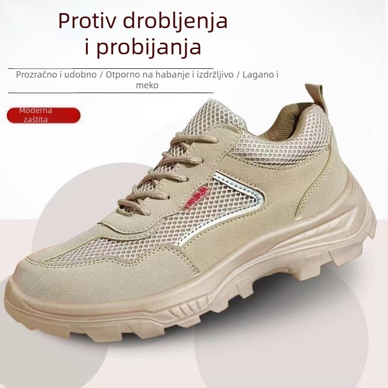 Muške zaštitne cipele za rad s čeličnim vrhom, otporne na udarce i probijanje, ljetne prozračne lagane sigurnosne cipele