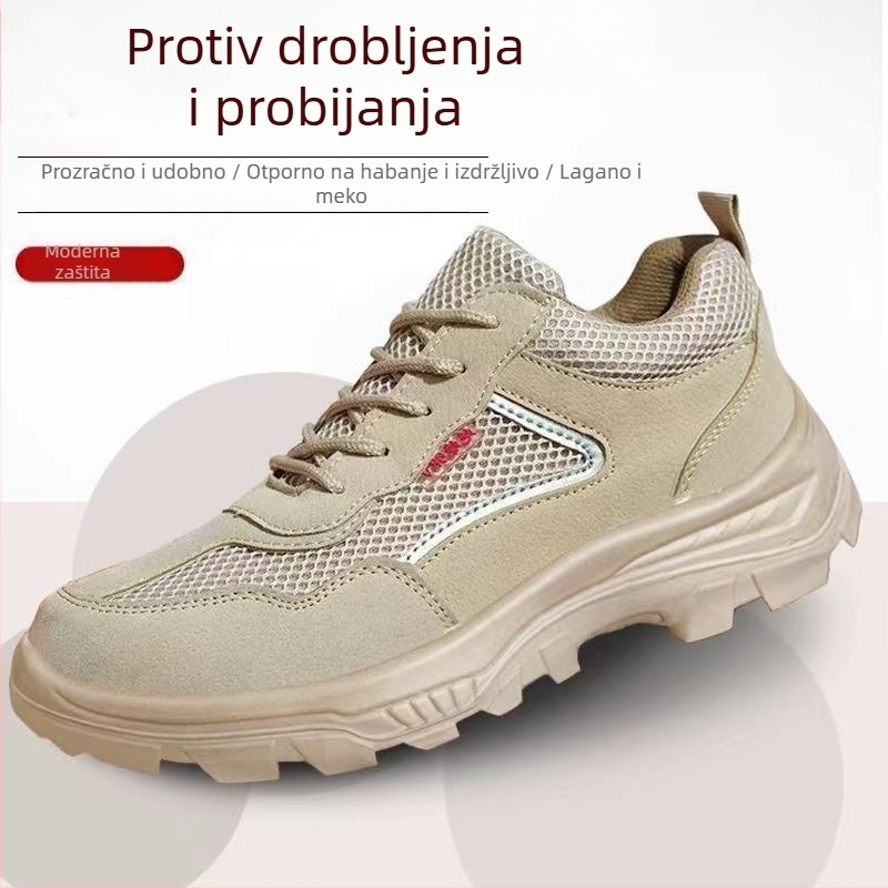Muške zaštitne cipele za rad s čeličnim vrhom, otporne na udarce i probijanje, ljetne prozračne lagane sigurnosne cipele