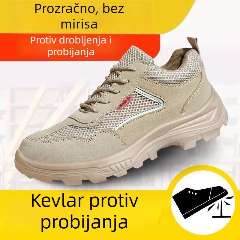 Muške zaštitne cipele za rad s čeličnim vrhom, otporne na udarce i probijanje, ljetne prozračne lagane sigurnosne cipele