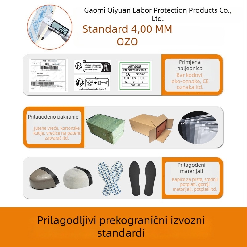 Jesenske zaštitne cipele otporne na udarce i perforaciju, gumena potplata, lagane radne cipele za kuhare s plastičnim zaštitnim prstima