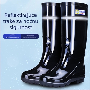 Muške reflektirajuće visoke kišne čizme, plastične, protuklizne, vodootporne