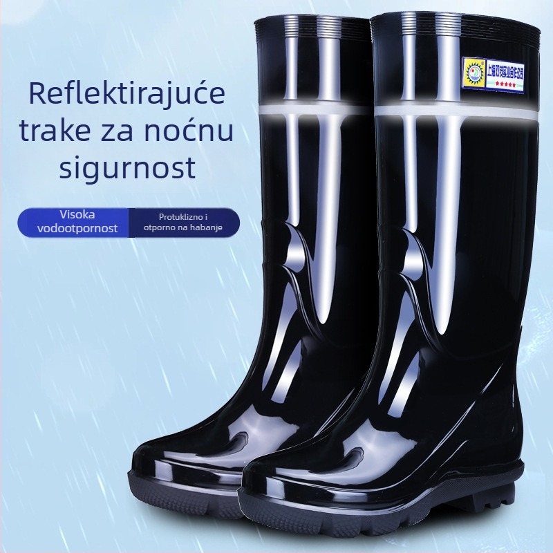 Muške reflektirajuće visoke kišne čizme, plastične, protuklizne, vodootporne