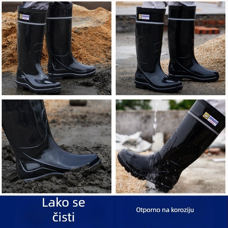 Muške reflektirajuće visoke kišne čizme, plastične, protuklizne, vodootporne