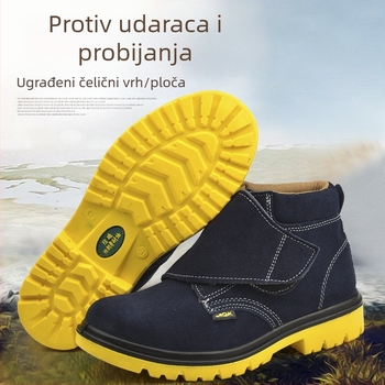 Obuća za zaštitu pri zavarivanju od suede teleće kože, PU čvrsta potplata, prozračna, otporna na udarce i probijanje, srednje visoka