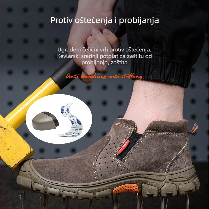 Zaštitne cipele za zavarivanje od kože krave, otporne na visoke temperature, slip-on, s čeličnim prstom, protiv proboja i udara, čvrsta podstija