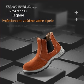 Cipele za posao s visokim gornjim dijelom i čeličnim vrhom, otporne na udarce i probijanje, kožne cipele od teleće kože, otporne na iskre