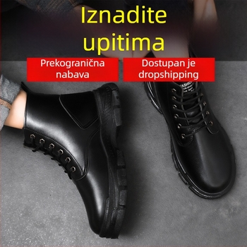 Muške Martin čizme, visoke, britanski stil, crne kožne radne čizme za jesen i zimu