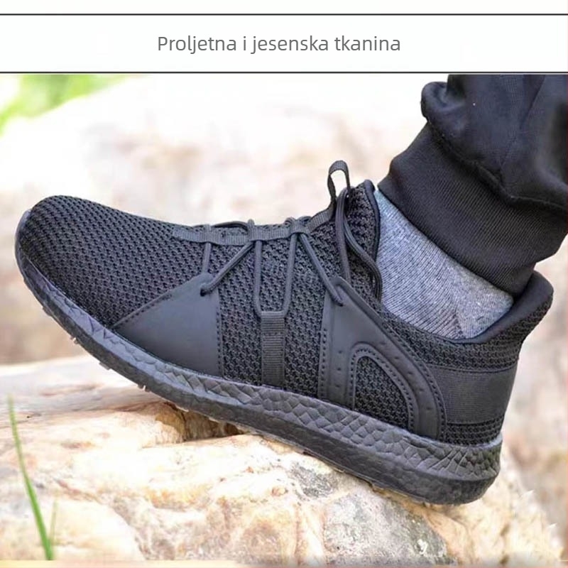 Muške ljetne lagane prozračne tenisice za trening i trčanje, crne, s mrežastim gornjim dijelom