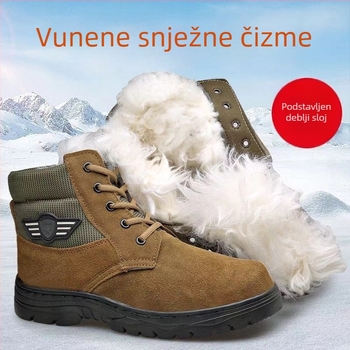 Zimske čizme od ovčje kože s krznom, visoke, tople, za vanjsku upotrebu, radne cipele