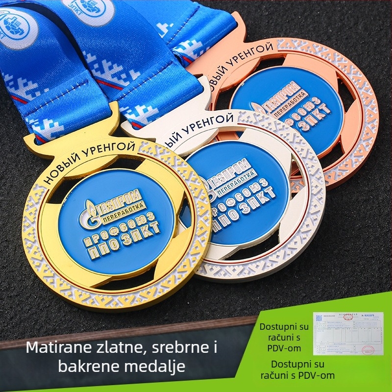Mat zlatne, srebrne i bakrene medalje za događaje – prilagođene metalne spomen medalje s naramenicom za korporacije i škole maratona