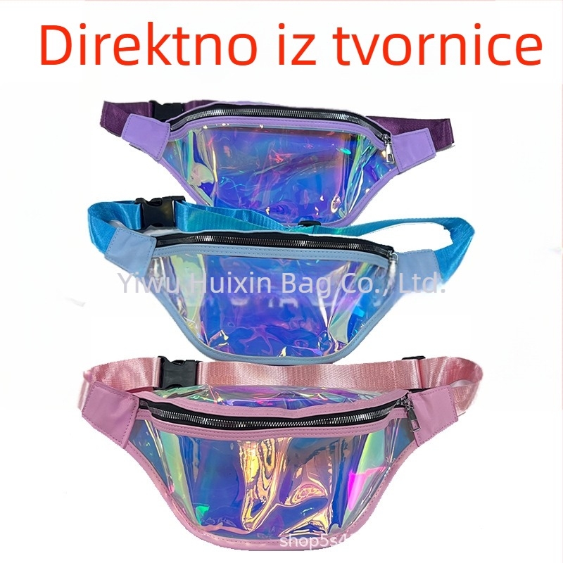 Laser uzor pojas torba za djecu i odrasle – vodootporna PVC sportska torba za struk i prsa s prilagođenim logotipom
